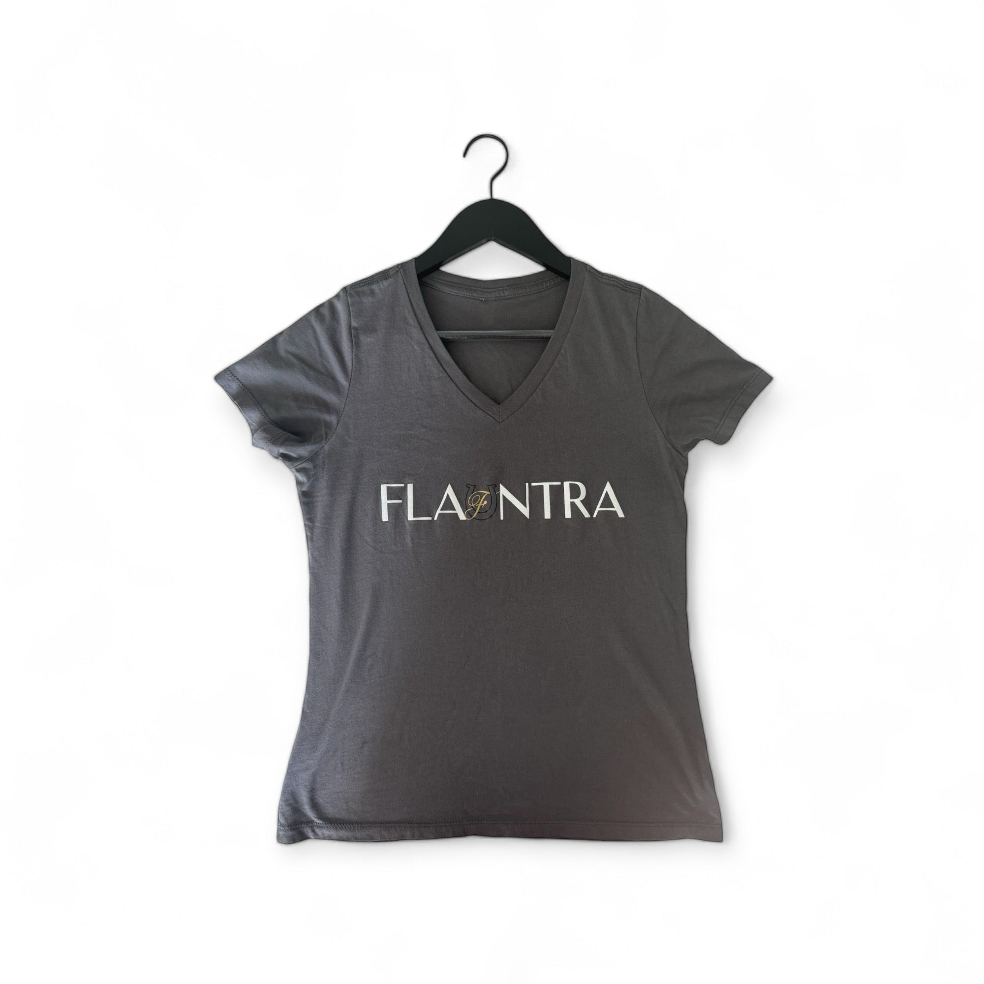 Female V Neck Dark Gray T-shirt