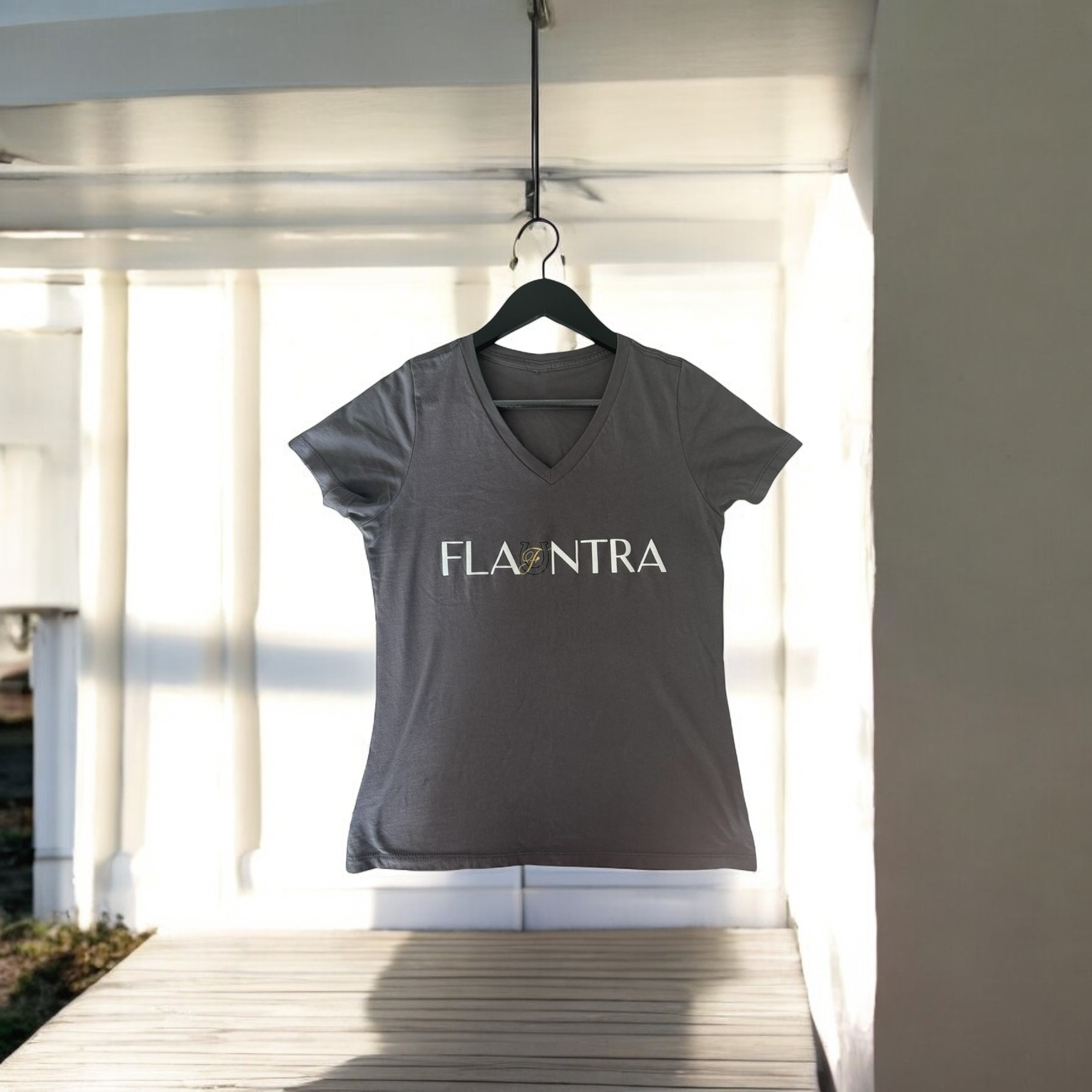 Female V Neck Dark Gray 2 T-shirt