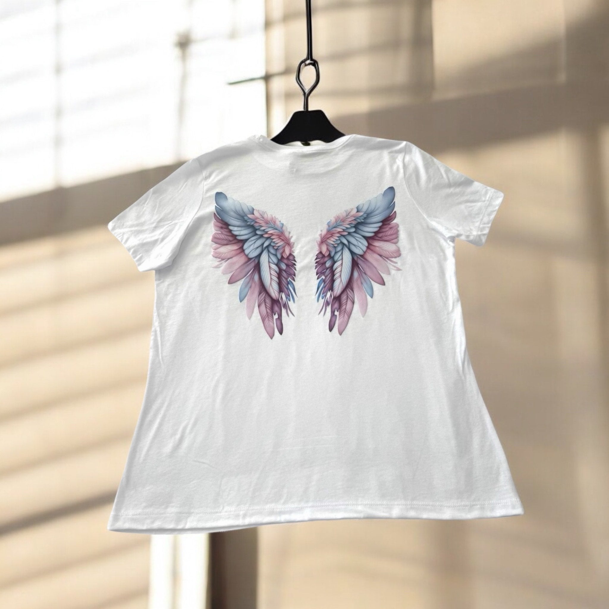 Female short sleeve white back wings T-shirt